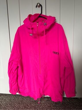 Head Neon Pink Hooded Bomber Jacket